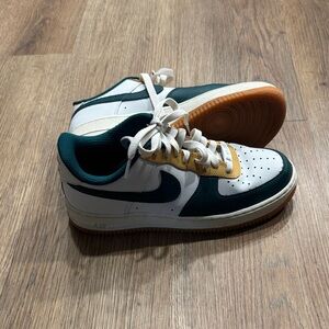 Nike White and green Sneakers with yellow Accents